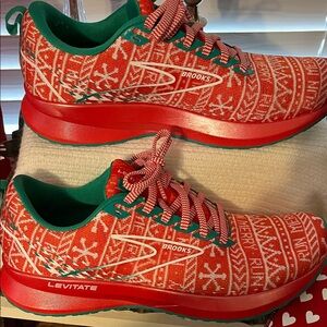 Brooks Red and Green Holiday Sneakers
